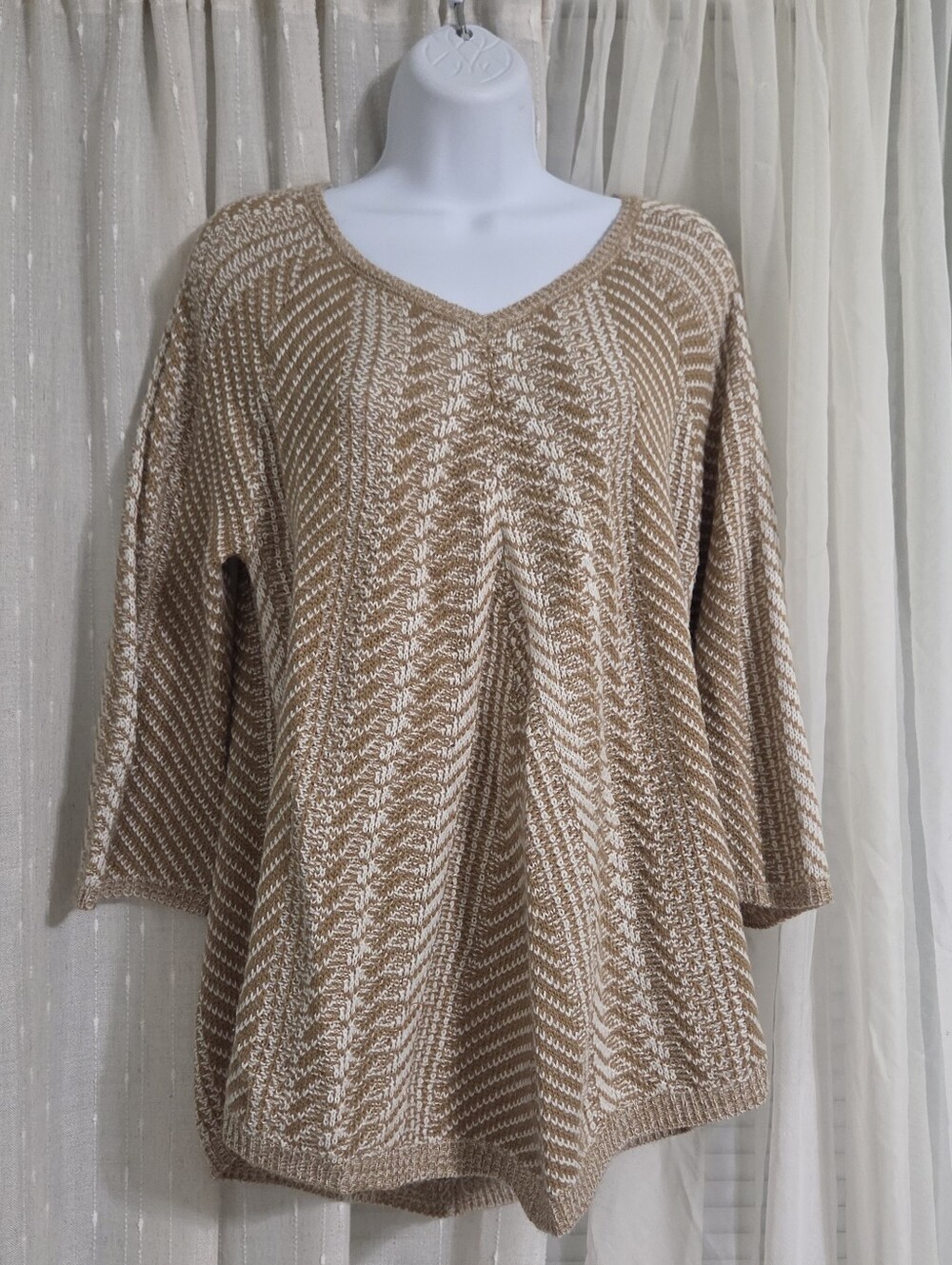 New Directions Textured Knit Scoop Neck Sweater Large